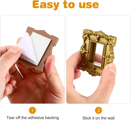 Vista 4 de Totority - Mini espejo clásico, accesorio para casa de muñecas para modelos de micro escena, modelo de espejo en miniatura para decoración de mini