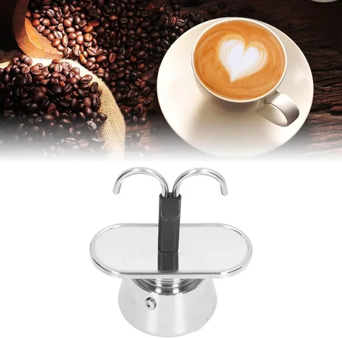Vista 6 de Olla Moka de acero inoxidable, máquina de café expreso, olla moka de doble tubo de 3.4 fl oz, cafetera italiana y cubana con colador para café
