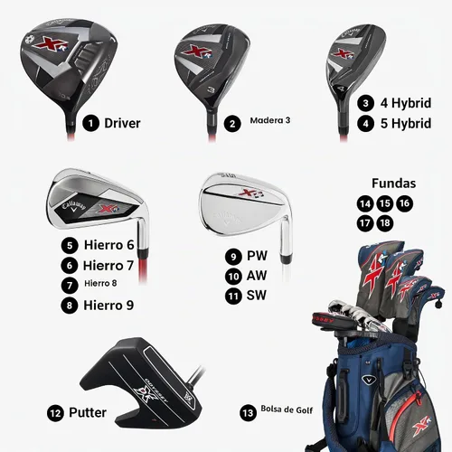 Vista 3 de Callaway 2023 XR - Juego completo de 13 piezas (azul/rojo, derecho, grafito, claro)