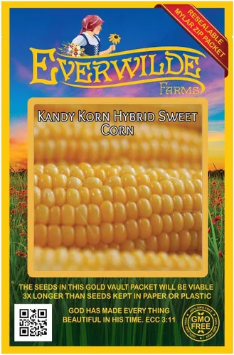 Vista 4 de Everwilde Farms - Semillas de maíz dulce híbrido Kandy Korn de 1 onza - Gold Vault