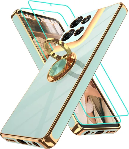 Vista 337 de Funda para Motorola Moto G 5G 2024: Funda Moto G Play 5G 2024 con 2 piezas de protectores de pantalla, soporte de anillo de rotación de 360°