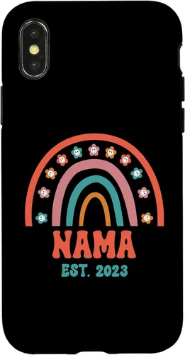 Vista 5 de iPhone 12 mini Retro Nama Groovy Grandma Est. 2023 Rainbow Boho Style Case