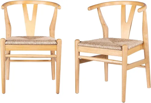 Vista 3 de Boraam Sillas de comedor Wishbone - Juego de 2 - Acabado natural