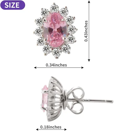 Vista 4 de Plata de ley 925 con zafiro creado de 15 quilates rubí amatista esmeralda aguamarina peridoto de turmalina piedra natal aretes estilo princesa Diana