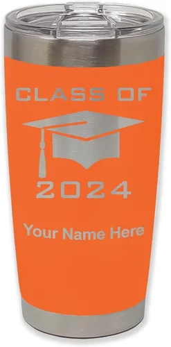 Vista 26 de LaserGram Vaso aislado al vacío de 20 onzas, grado de tapa clase de 2024, 2025, 2026, 2027, 2028, grabado personalizado incluido (negro)