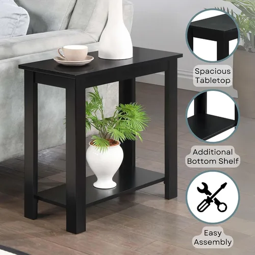 Vista 4 de Convenience Concepts Designs2Go Baja - Mesa auxiliar para silla de 23.75 pulgadas, moderna mesa de sala de estar con estante de almacenamiento Negro