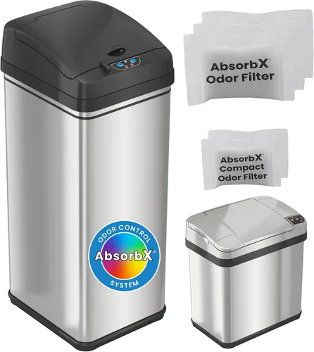 Vista 10 de iTouchless Latas de cocina con sensor automático sin contacto de 13 galones y 2.5 galones con sistema de control de olores, acero inoxidable