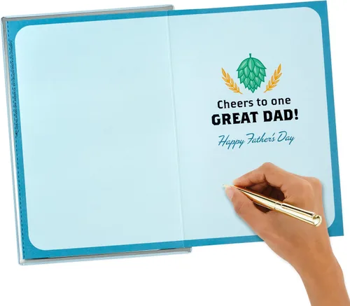 Vista 9 de Hallmark Tarjeta del día del padre con letrero de cerveza extraíble (trabajo sediento)
