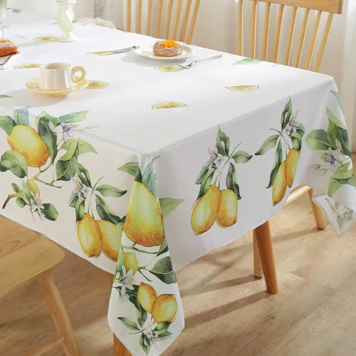 Vista 2 de MATIRUG Mantel de limón para mesa rectangular de 60 x 102 pulgadas, mantel de frutas de verano, a prueba de derrames, sin arrugas, tela floral