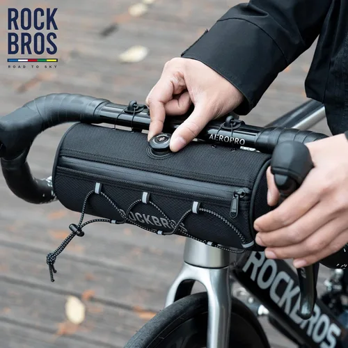 Vista 3 de ROCKBROS ROAD TO SKY - Bolsa para manillar de bicicleta, Bolsa frontal para bicicleta, Bolsa de almacenamiento, Bolsa ligera y resistente para Negro