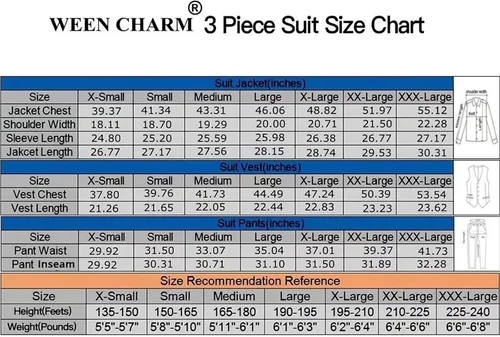Vista 3 de WEEN CHARM - Traje de 2 botones para hombre (3 piezas)