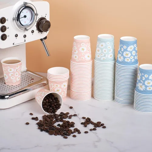 Vista 5 de Lamosi Paquete de 300 tazas de baño de 3 onzas, vasos de papel de 3 onzas, taza de enjuague bucal, mini taza de papel para fiestas, pícnics