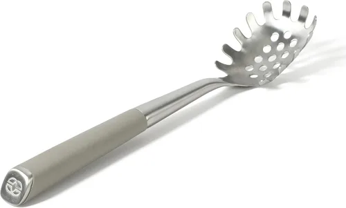 Vista 8 de Calphalon Edge - Servidor de pasta de acero inoxidable con mango de silicona, resistente al calor, antiadherente, seguro, tenedor para servir pasta