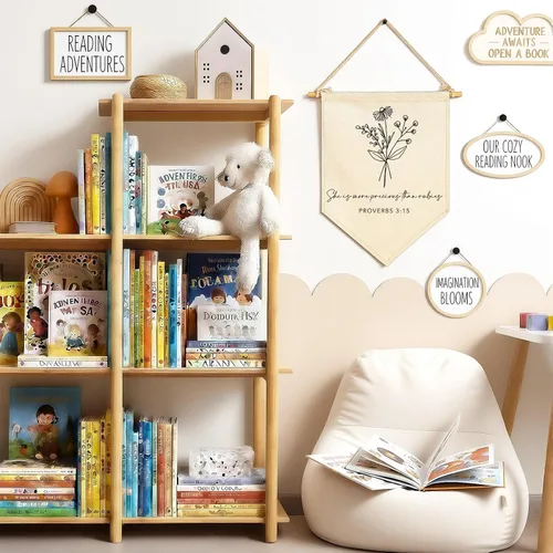 Vista 7 de FYSIA Versículo bíblico de las Escrituras para guardería, decoración botánica cristiana, banderín colgante, banderín, bandera de pared, decoración