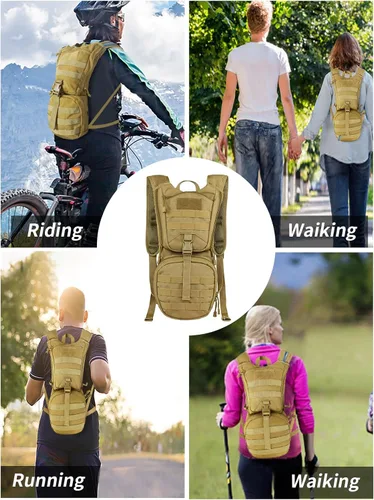 Vista 7 de SMONT Mochila táctica Molle de hidratación de agua para correr, ligera con vejiga de agua de 2.5 L para hombres que caminan