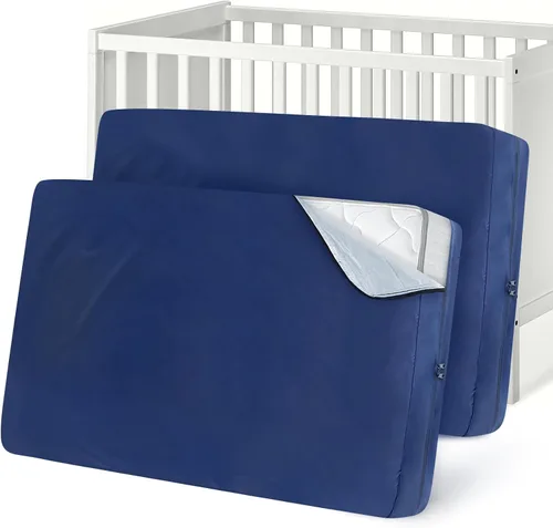 Vista 8 de Bolsa de colchón de cuna, impermeable, resistente, con cremallera fuerte, reutilizable, para moverse, color azul