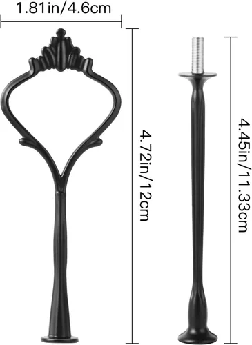 Vista 2 de Juego de 6 bandejas escalonadas para soporte de pastel, corona, soporte de 3 niveles para tartas, accesorios para bodas y fiestas, resina para Negro