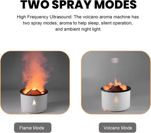Vista 5 de Difusor de aroma de llama, 2 modos, humidificador portátil de aceite esencial con luz de llama, 2 temporizadores para aliviar el estrés, difusor