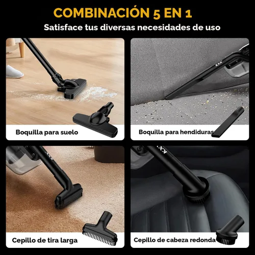Vista 5 de Aspiradora inalámbrica para batería Dewalt de 20 V, aspiradora eléctrica de mano 5 en 1 con potente motor de 500 W, aspiradora de mano portátil