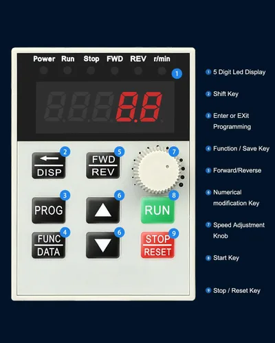 Vista 3 de FAHKNS Unidad de frecuencia variable AC 220V/4KW 6HP 20A VFD Inversor monofásico a 3 Fase Convertidor de frecuencia para control de velocidad
