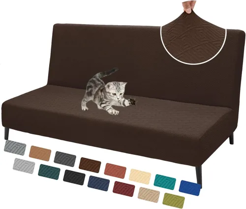 Vista 18 de XINEAGE - Funda elástica para futón y sofá cama, tamaño matrimonial, color Beige
