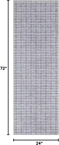 Vista 2 de GAOMON Alfombra Corredor de Área de 2 x 6 pies moderna geométrica gris de lana sintética antideslizante de pelo bajo hecha a máquina lavable