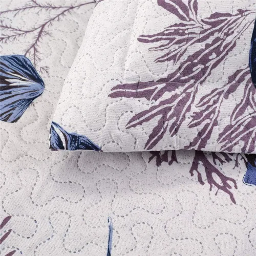 Vista 8 de Juego de edredón de tamaño Queen - Edredón ligero reversible, colcha, cubrecama - Ropa de cama costera - Decoración del hogar con concha de estrella