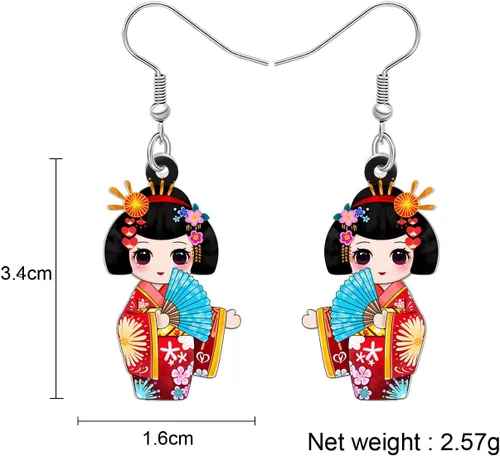 Vista 51 de DUOWEI Aretes de acrílico estilo japonés con diseño de anime para muñeca, colgantes, joyería para mujer