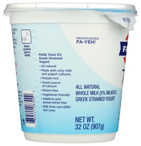 Vista 6 de FAGE Total - Yogur griego, 5% leche entera, natural, 32 onzas