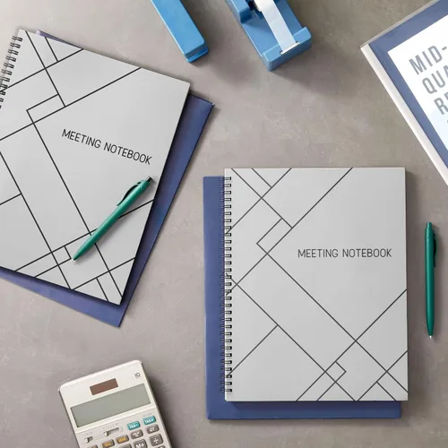 Vista 3 de Juvale Cuaderno de reuniones para el trabajo, cuaderno planificador encuadernado en espiral para planificador de trabajo y suministros de oficina
