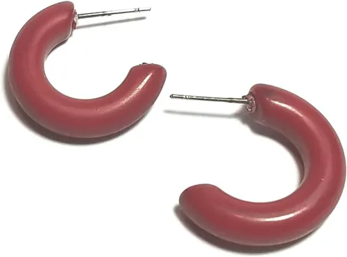 Vista 7 de Pendientes de aro Lucite Marrón Caramelo Pequeños aros de Secretaria Lucite Vintage - SEC-BR-1