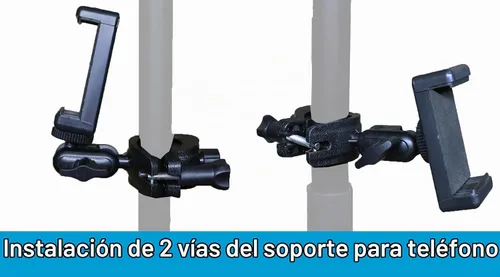 Vista 4 de Soporte de teléfono para micrófono Abrazadera de soporte para micrófono de música, soporte para teléfono inteligente, múltiples ángulos giratorios
