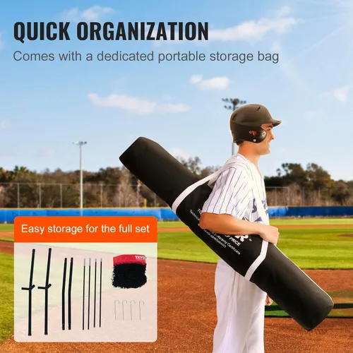 Vista 7 de VEVOR 7x7ft Baseball Softball Practice Net, Portable Baseball Training Net for Hitting Batting Catching Pitching, Backstop Baseball Equipment