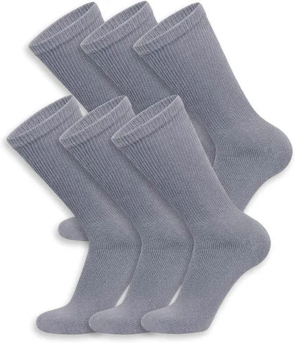 Vista 18 de 6 pares de calcetines tipo crew de algodón para diabéticos sin compresión para neuropatía