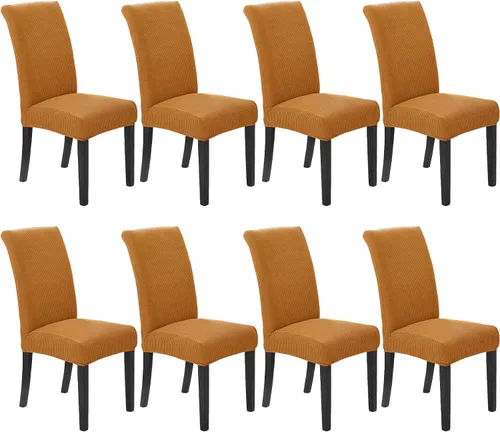 Vista 78 de Juego de 2 fundas para sillas de comedor, fundas elásticas para sillas de comedor, fundas para sillas de cocina de jacquard texturizadas, decoración