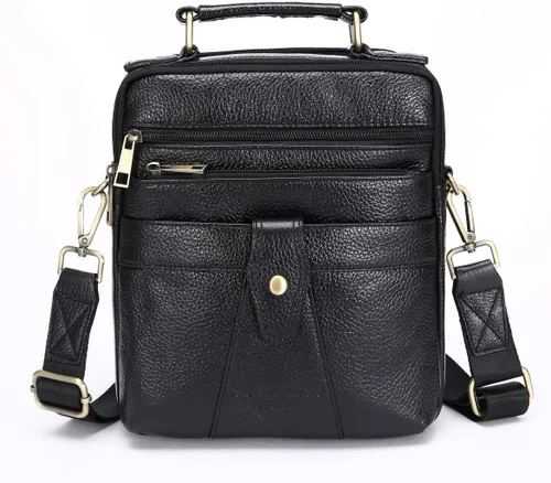 Vista 3 de Bolso bandolera de cuero genuino para hombre