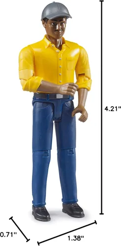 Vista 4 de Bruder Bworld 60022 Figura de Juguete de Hombre con Piel Oscura/Jeans Azul
