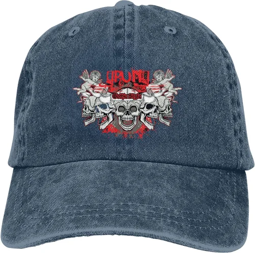 Vista 9 de Sombrero de vaquero de moda para hombre y mujer, ajustable para cuatro estaciones, gorra de béisbol del infierno con ángel, azul marino, Azul marino