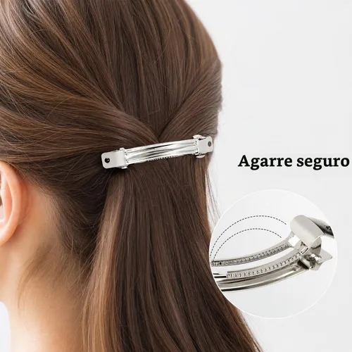 Vista 2 de Lawie Paquete de 50 pinzas para el cabello de 3.1 in, 3.15 pulgadas, color plateado, rectangular, de metal, base lisa, pinzas para el cabello