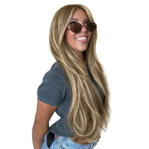 Vista 51 de Full Shine Extensiones de Cabello Rubio con Clip Reflejos Cabello Humano Extensiones con Clip Rubio Ceniza Mezcla Rubio Decolorado PU Extensiones