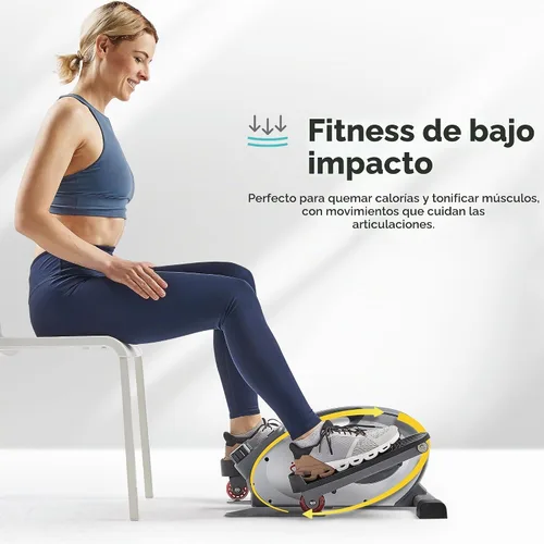 Vista 2 de Sunny Health & Fitness Under Desk Pedal Elliptical Machine, Adjustable Resistance Leg Exerciser Office Home Workout While Sitting for Seniors Gris