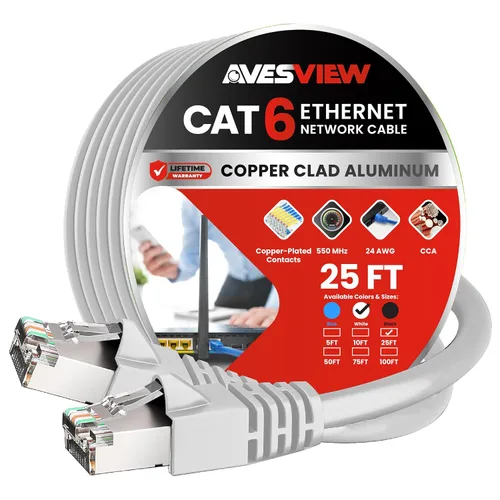 Vista 22 de Cable Ethernet blindado CAT 6 de 5 pies, para interiores de alta velocidad (SFTP) 10 Gbps blindado sin enganches, cable Ethernet de 5 pies