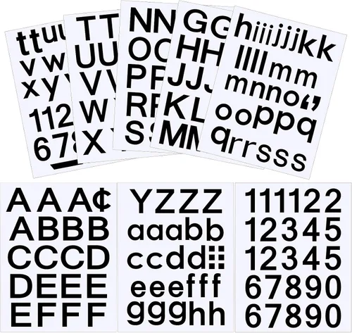 Vista 21 de Outus 8 hojas de calcomanías de letras de vinilo, autoadhesivas, números para buzón, letras del alfabeto, para medias de Navidad, álbumes de Negro