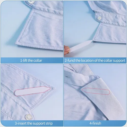 Vista 3 de 112 piezas de estancias para cuello para camisas de vestir de hombre, cuello de plástico, insertos de cuello de camisa para cualquier camisa