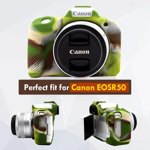 Vista 2 de Rieibi Funda EOS R50, funda protectora de silicona esmerilada para cámara Canon EOS R50 EOSR50, funda ligera para cámara EOS R50 - Camuflaje