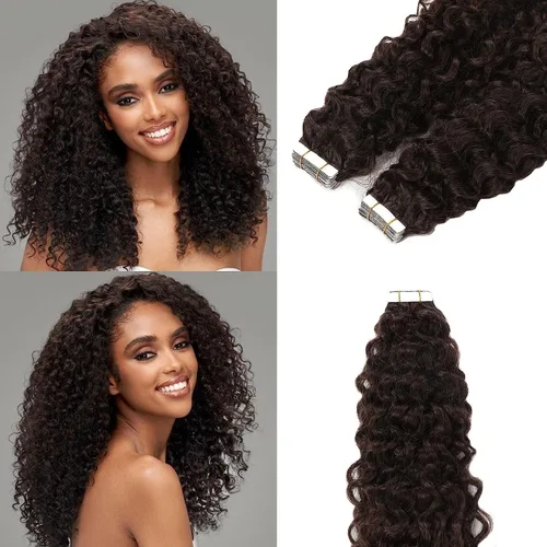 Vista 31 de Extensiones de cabello humano con micro anillo, lacio, rizado, color negro natural, largo microenlaces, extensiones de cabello humano para personas