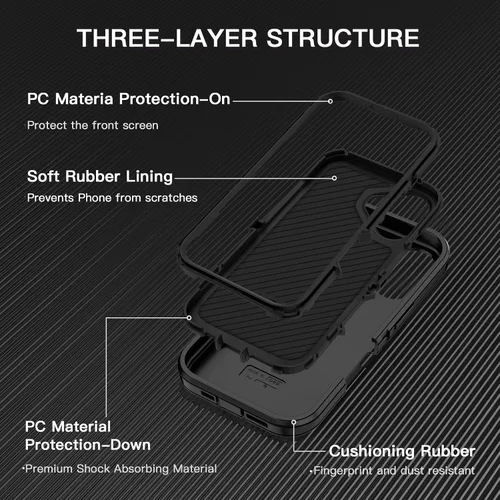 Vista 2 de I-HONVA Funda para iPhone 17 a prueba de golpes, a prueba de polvo y caídas, 3 capas de protección de cuerpo completo [sin protector de pantalla]