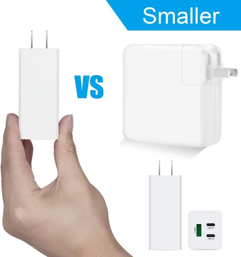 Vista 6 de NewWay Cargador rápido USB-C de 65 W de 3 puertos PD QC 3.0 de entrega plegable, cargador de pared USB-C para MacBook, iPad, iPhone Series con 15 16