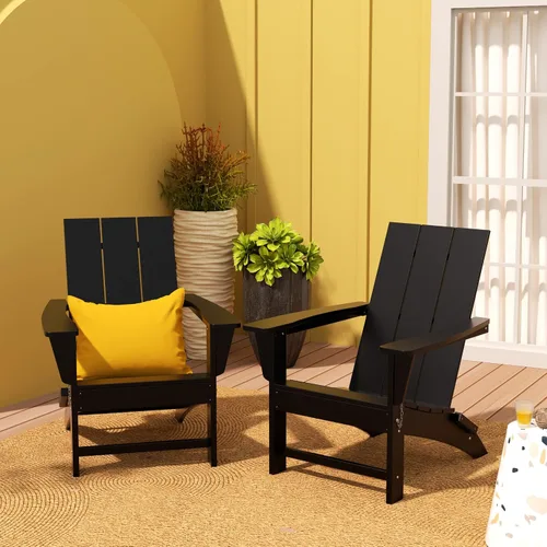 Vista 3 de WestinTrends Ashore Modern - Silla plegable Adirondack para exteriores (juego de 2), color negro
