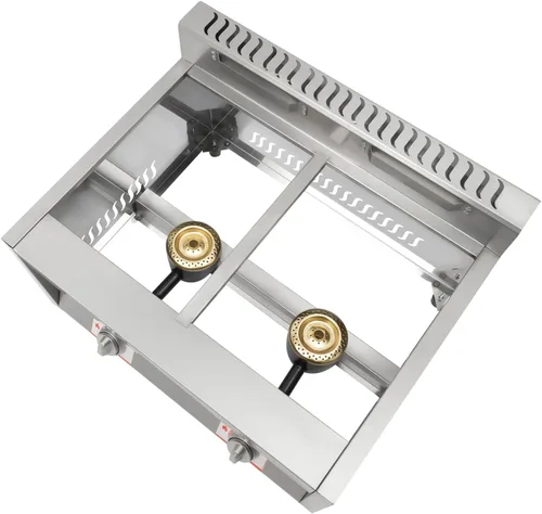 Vista 4 de Freidora comercial, freidora de acero inoxidable de doble tanque, freidora de gran capacidad de 12L, freidora con control de interruptor